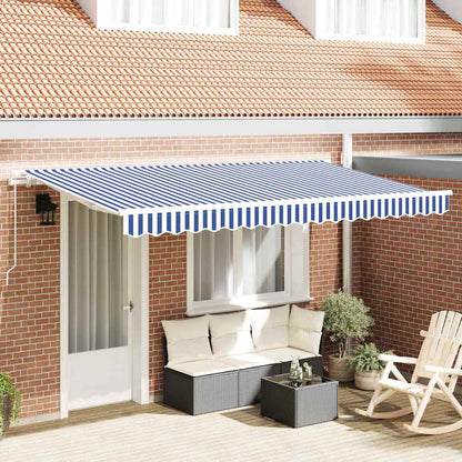 vidaXL Auvent rétractable bleu et blanc 350 x 200 cm