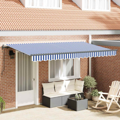 vidaXL Auvent rétractable bleu et blanc 350 x 200 cm