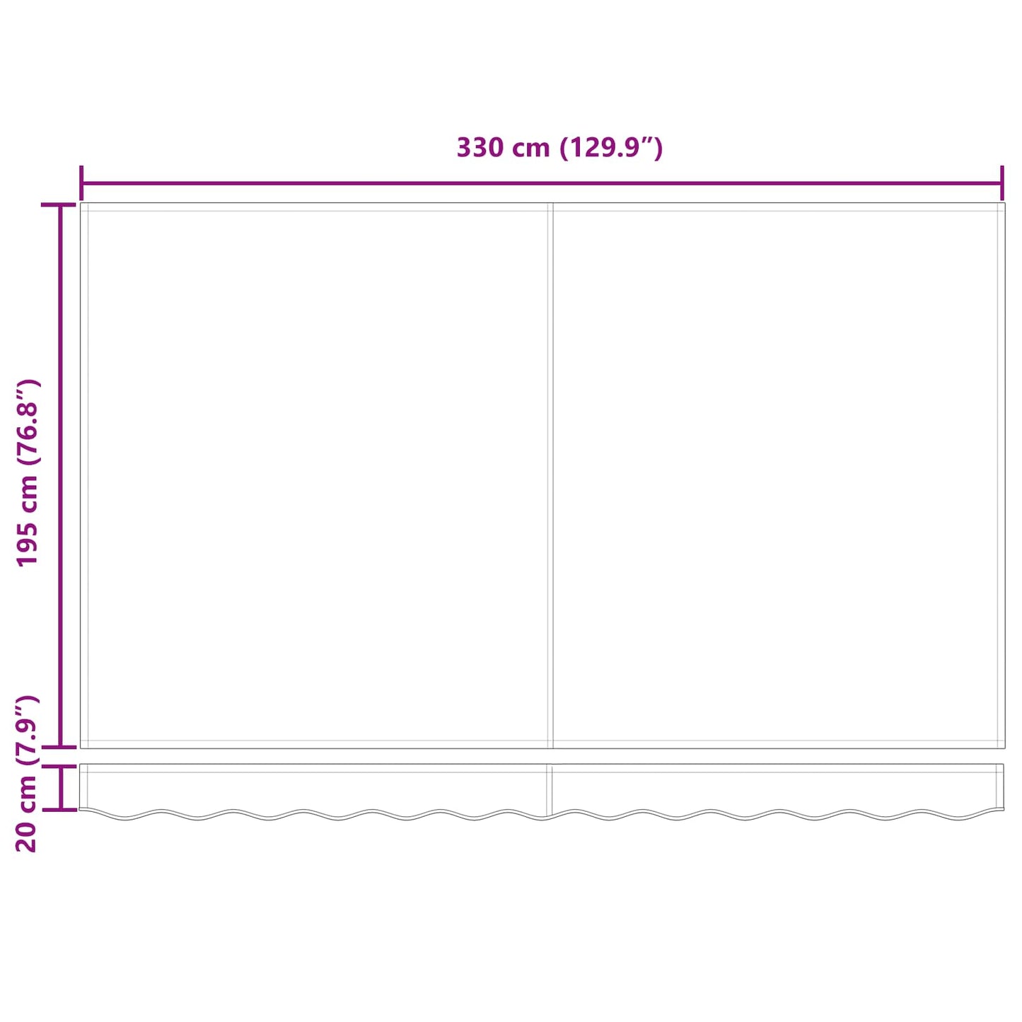 Einziehbare Markise Creme 350 x 200 cm Stoff