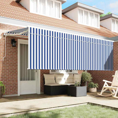 vidaXL Einziehbare Markise Blau und weiß 350 x 200 cm Stoff und Metall