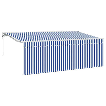 vidaXL Einziehbare Markise Blau und weiß 350 x 200 cm Stoff und Metall