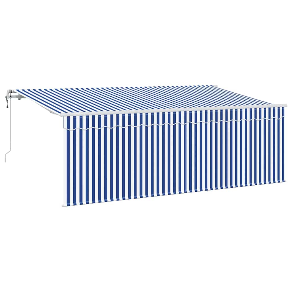 vidaXL Einziehbare Markise Blau und weiß 350 x 200 cm Stoff und Metall