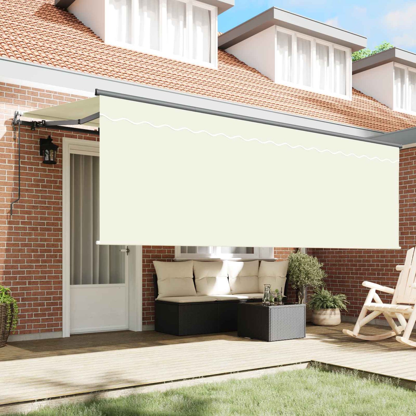 vidaXL Einziehbare Markise Creme 350 x 200 cm Polyester und Aluminium