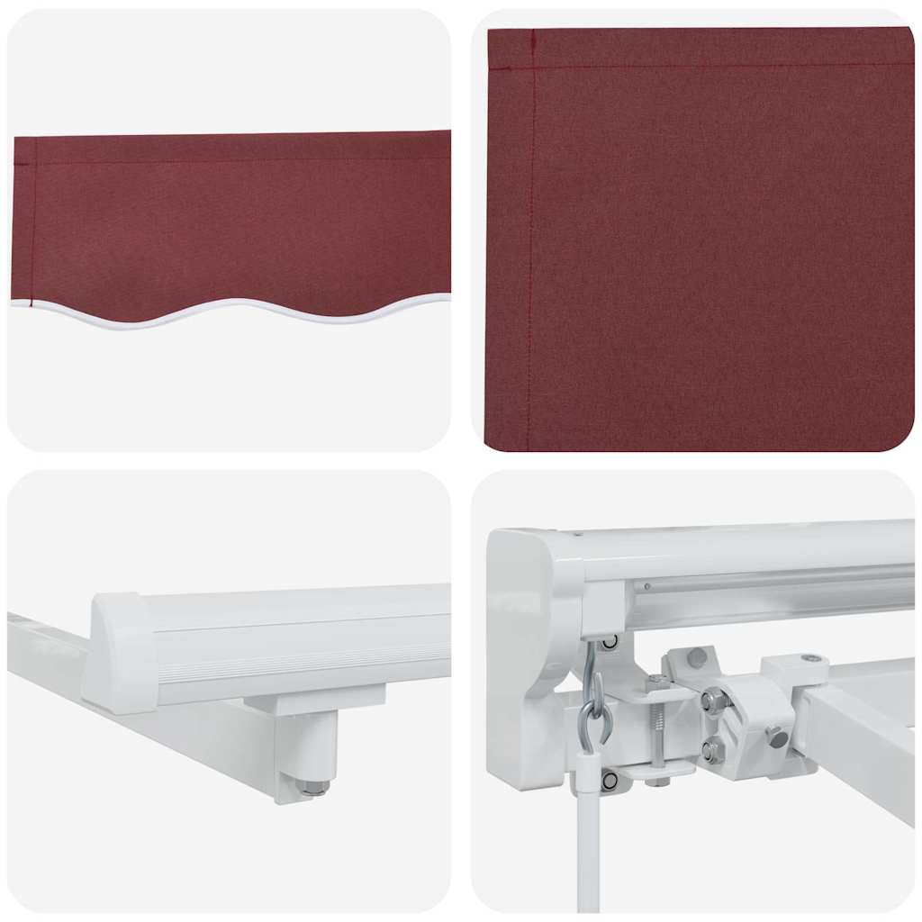 vidaXL Einziehbare Markise Bordeauxrot 350 x 200 cm