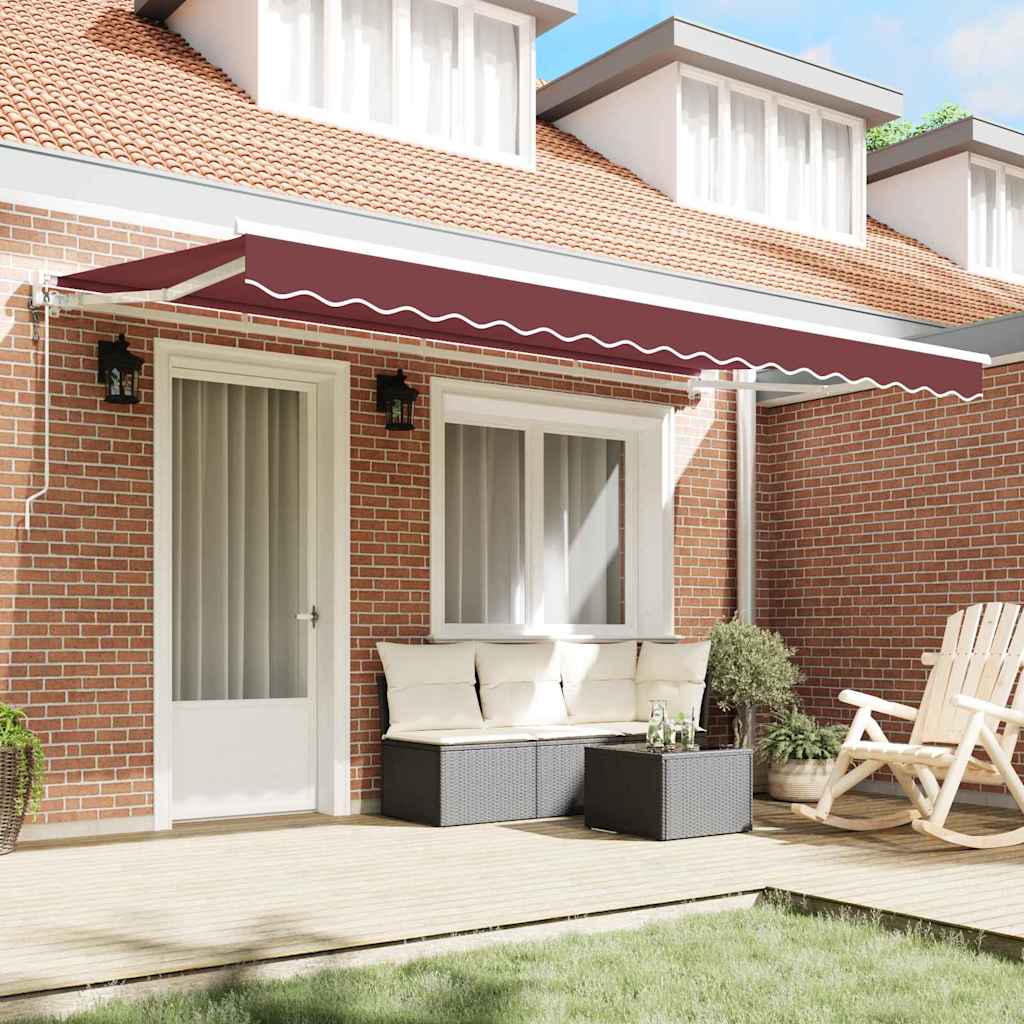 vidaXL Einziehbare Markise Bordeauxrot 350 x 200 cm