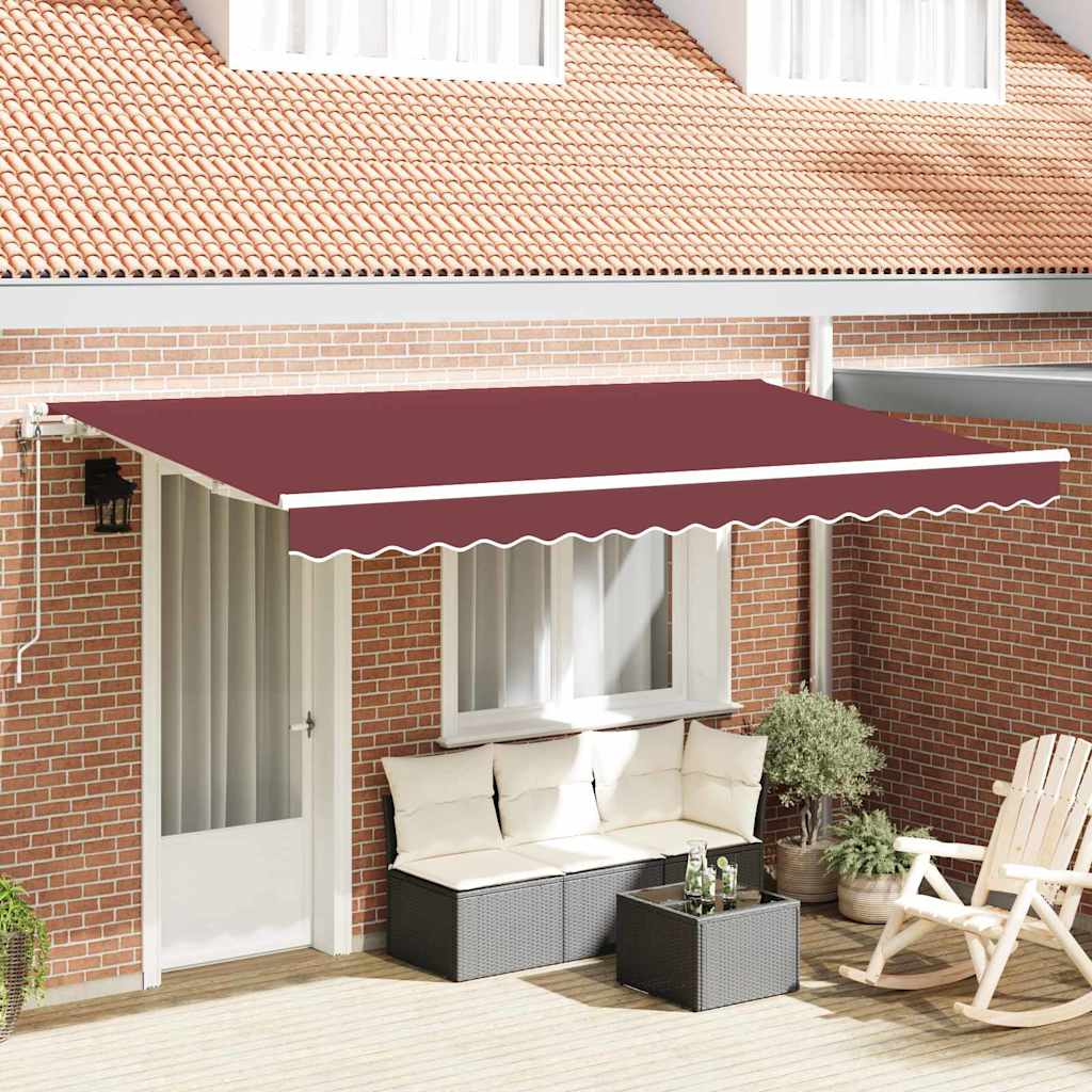 vidaXL Einziehbare Markise Bordeauxrot 350 x 200 cm Stoff