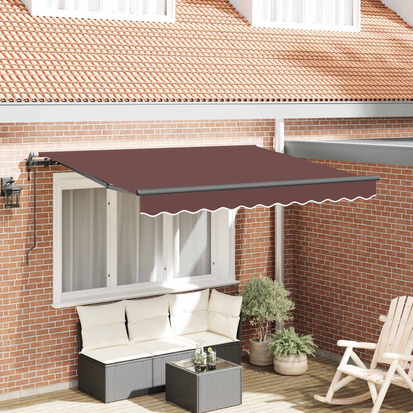 vidaXL Einziehbare Markise Braun 350 x 200 cm Stoff
