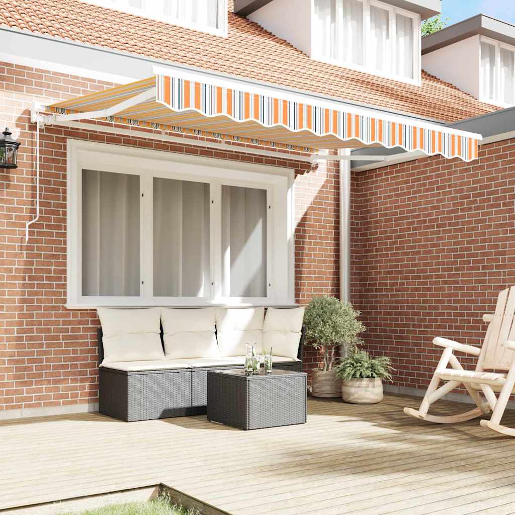 vidaXL Einziehbare Markise Blau und Orange 350 x 200 cm