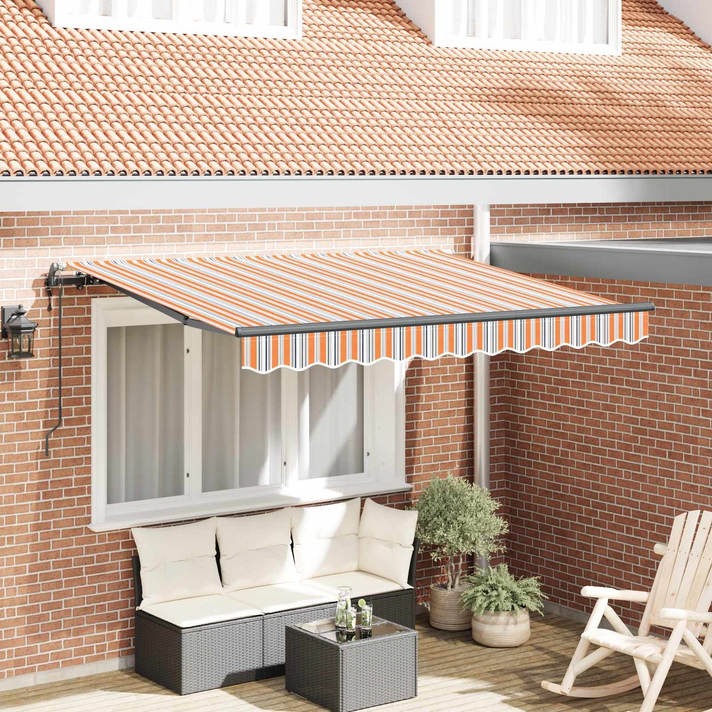 vidaXL Einziehbare Markise Mehrfarbig 350 x 200 cm Stoff