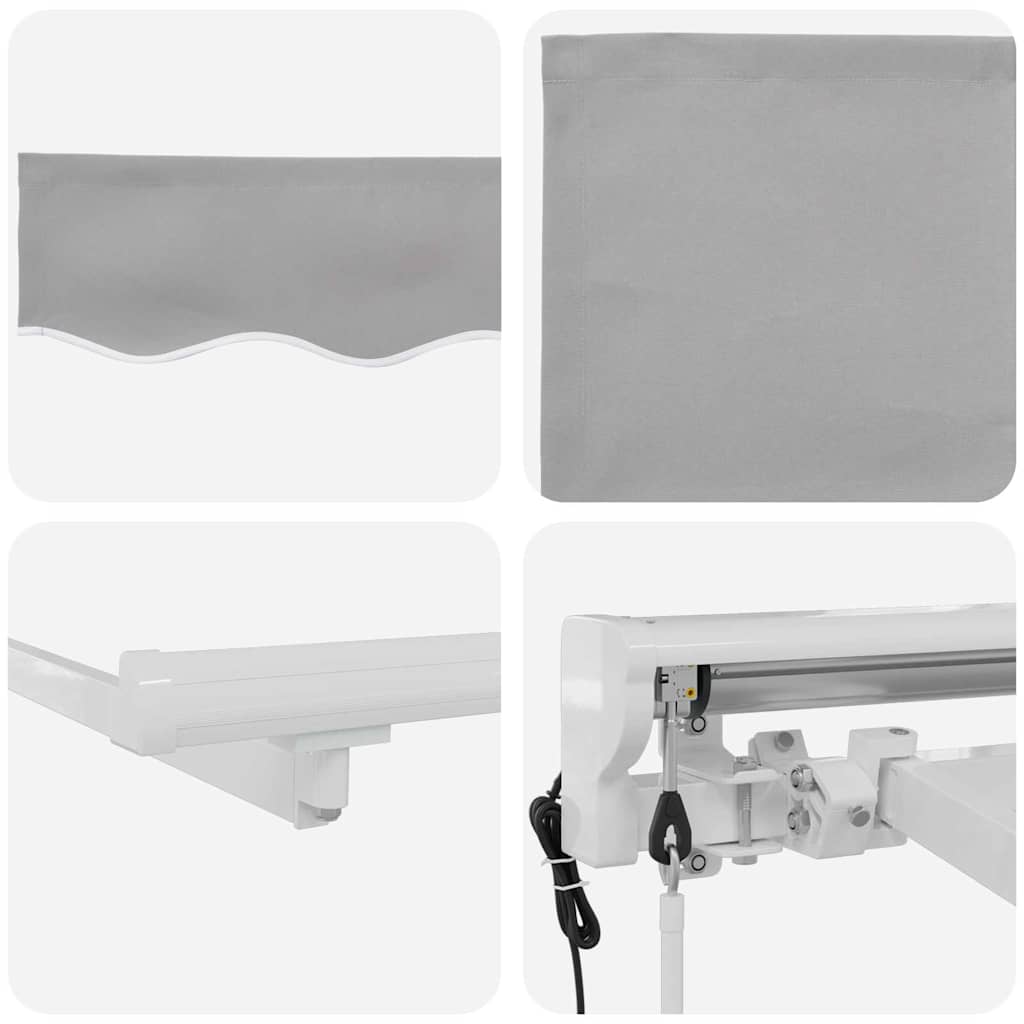 vidaXL Einziehbare Markise Hellgrau 350x200 cm Stoff