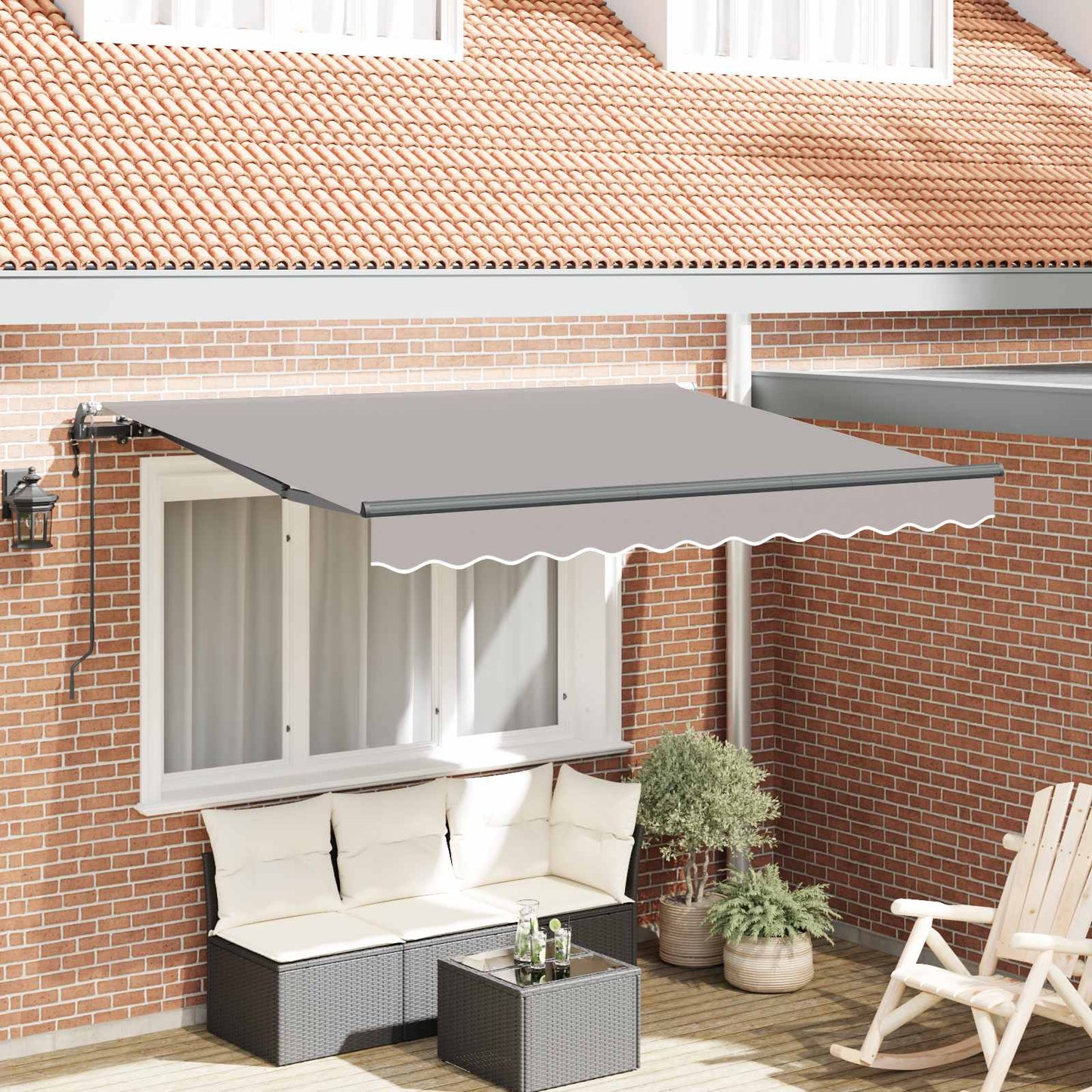 vidaXL Einziehbare Markise Hellgrau 350 x 200 cm