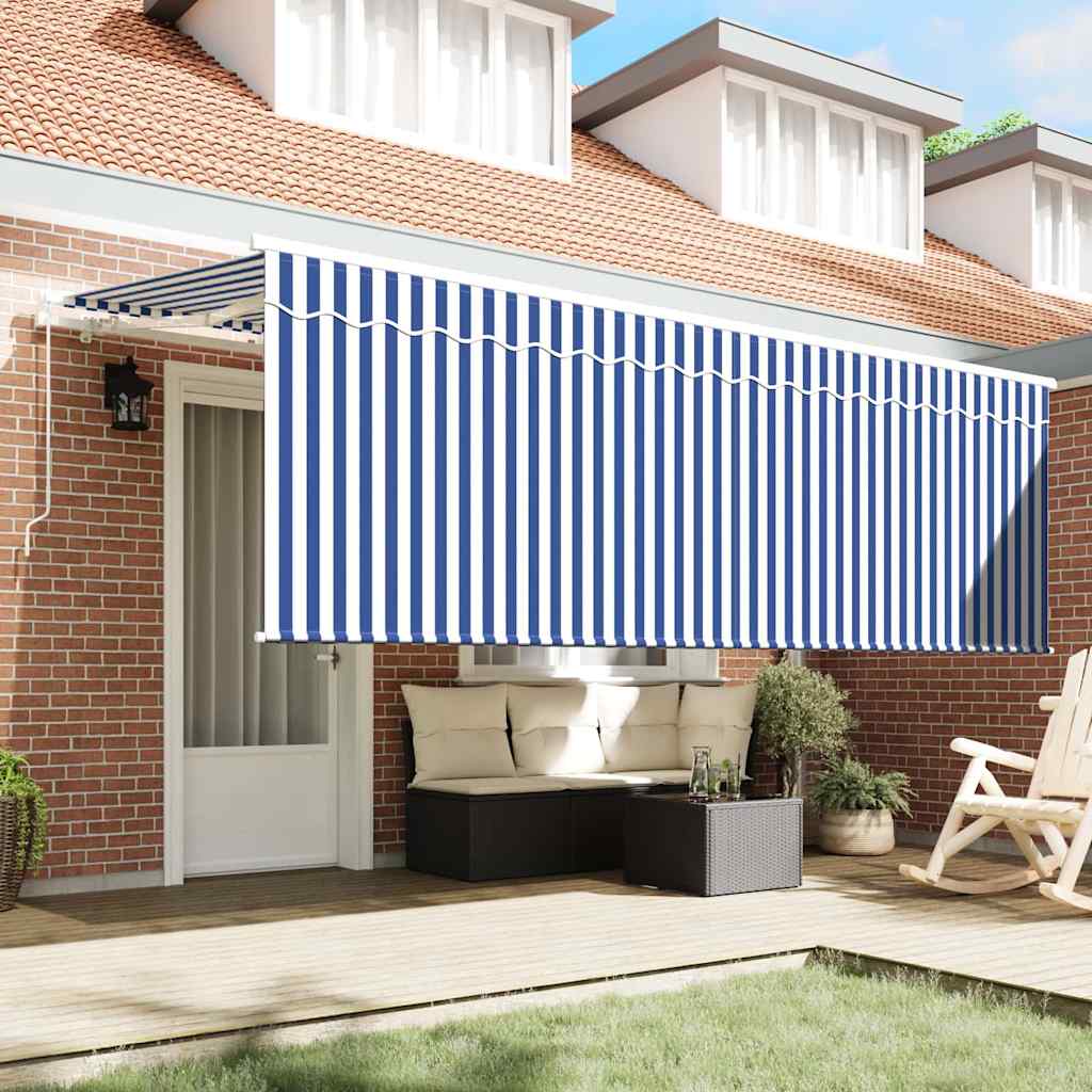 vidaXL Einziehbare Markise Blau und Weiß 400 x 200 cm
