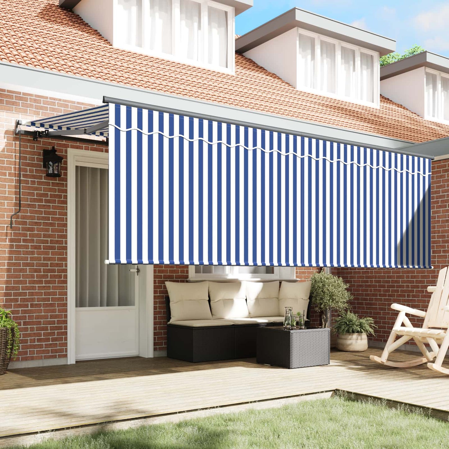 vidaXL Einziehbare Markise Blau und Weiß 400 x 200 cm