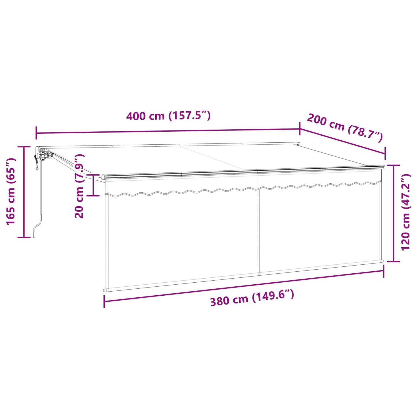 vidaXL Einziehbare Markise Anthrazit 400 x 200 cm Stoff