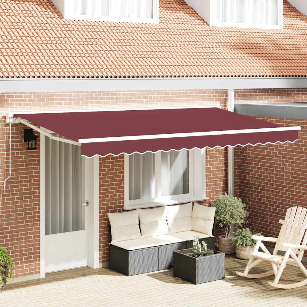 vidaXL Einziehbare Markise Bordeauxrot 400 x 200 cm