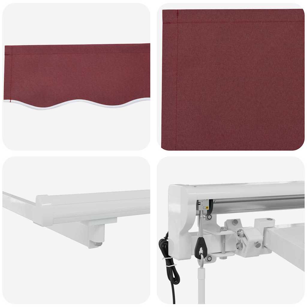 vidaXL Einziehbare Markise Bordeauxrot 400 x 200 cm
