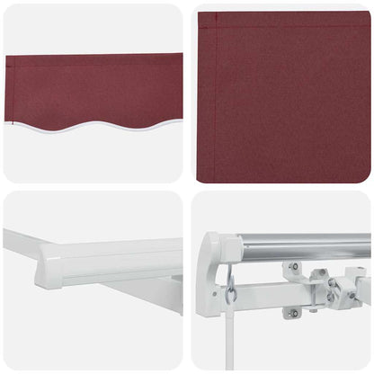 vidaXL Einziehbare Markise Bordeauxrot 400 x 200 cm Stoff