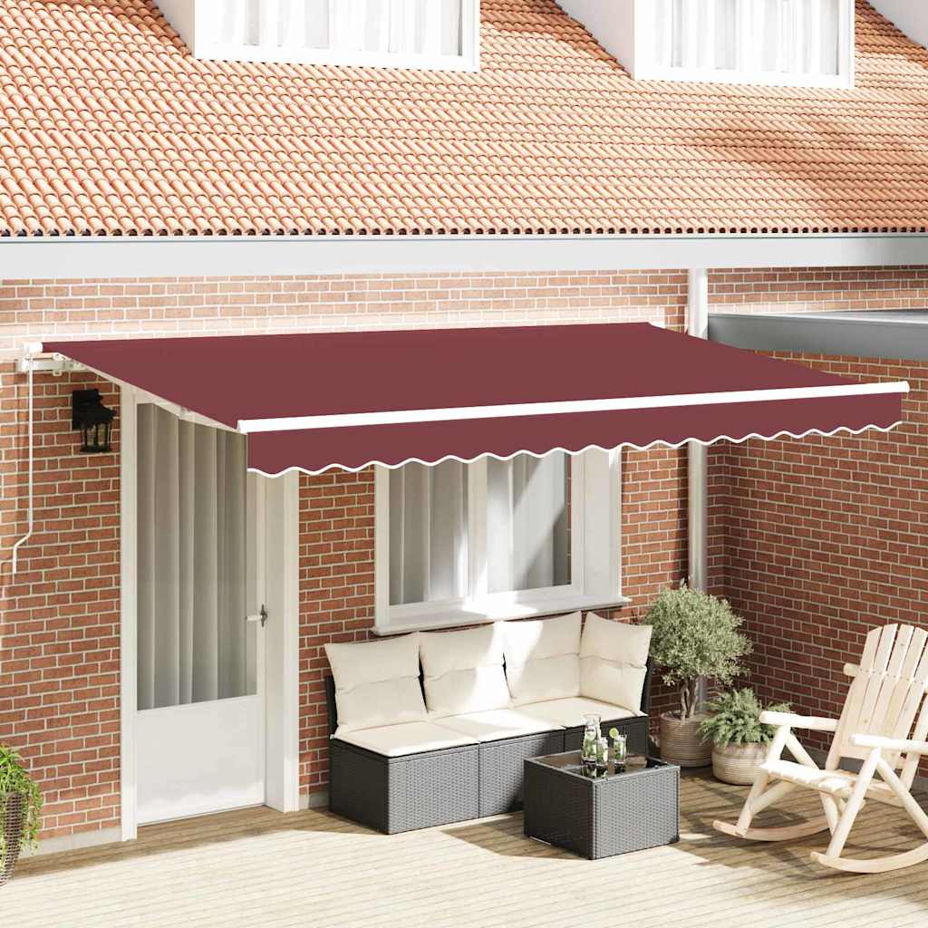 vidaXL Einziehbare Markise Bordeauxrot 400 x 200 cm Stoff