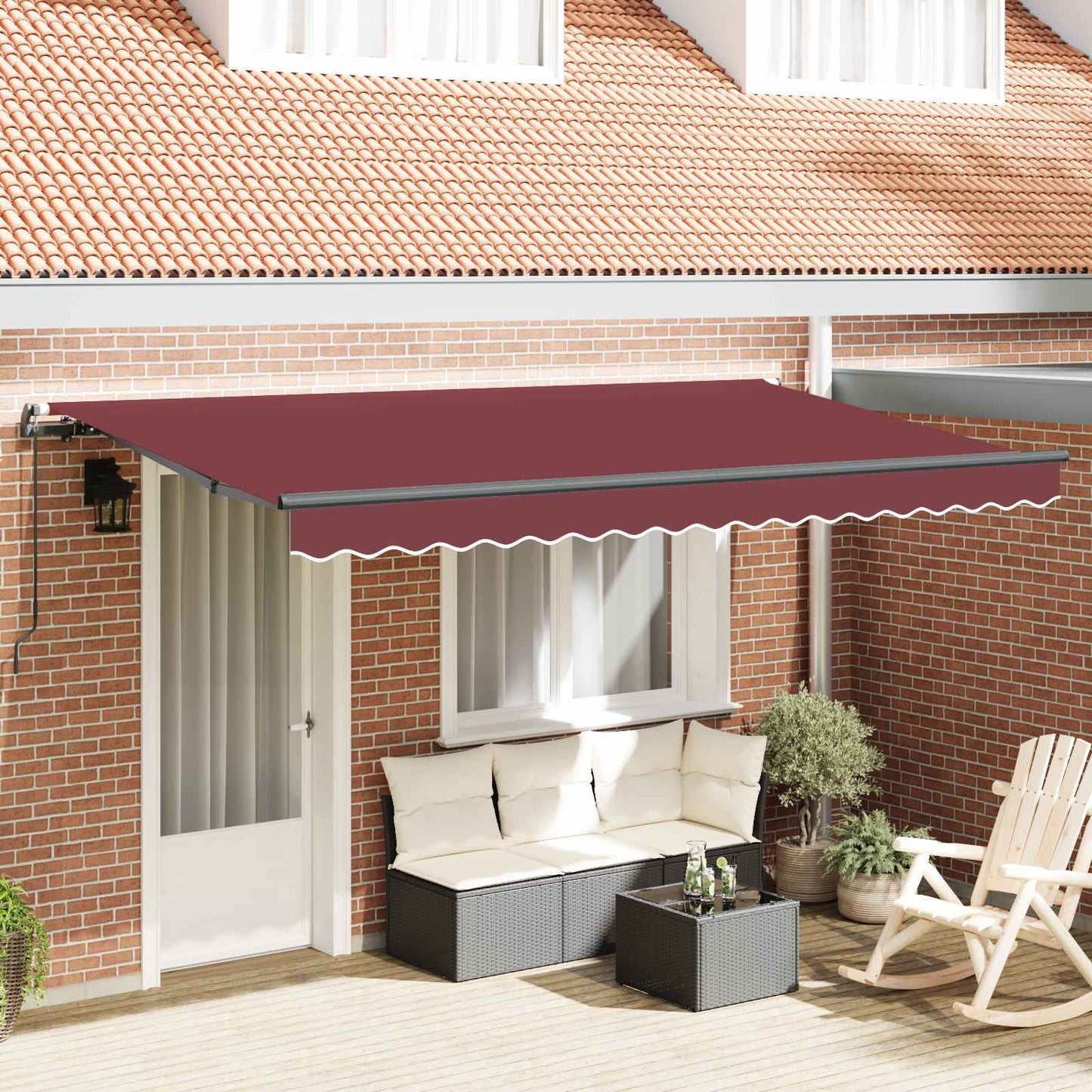 vidaXL Einziehbare Markise Bordeauxrot 400 x 200 cm Stoff