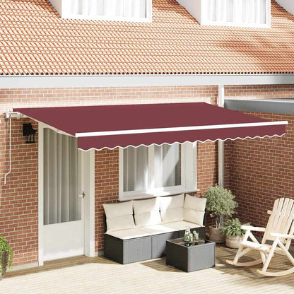 vidaXL Einziehbare Markise Bordeauxrot 400 x 200 cm Stoff