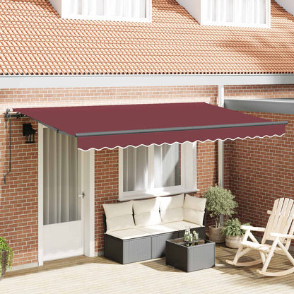 vidaXL Einziehbare Markise Bordeauxrot 400 x 200 cm Stoff