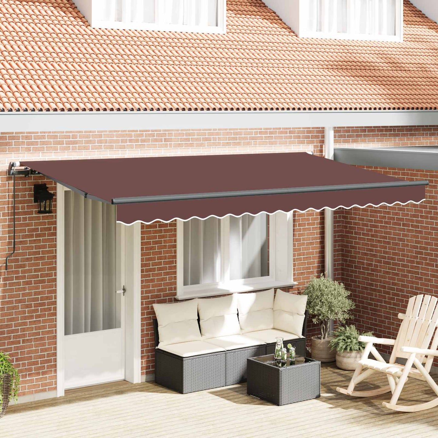 vidaXL Einziehbare Markise Braun 400 x 200 cm Polyester und Aluminium