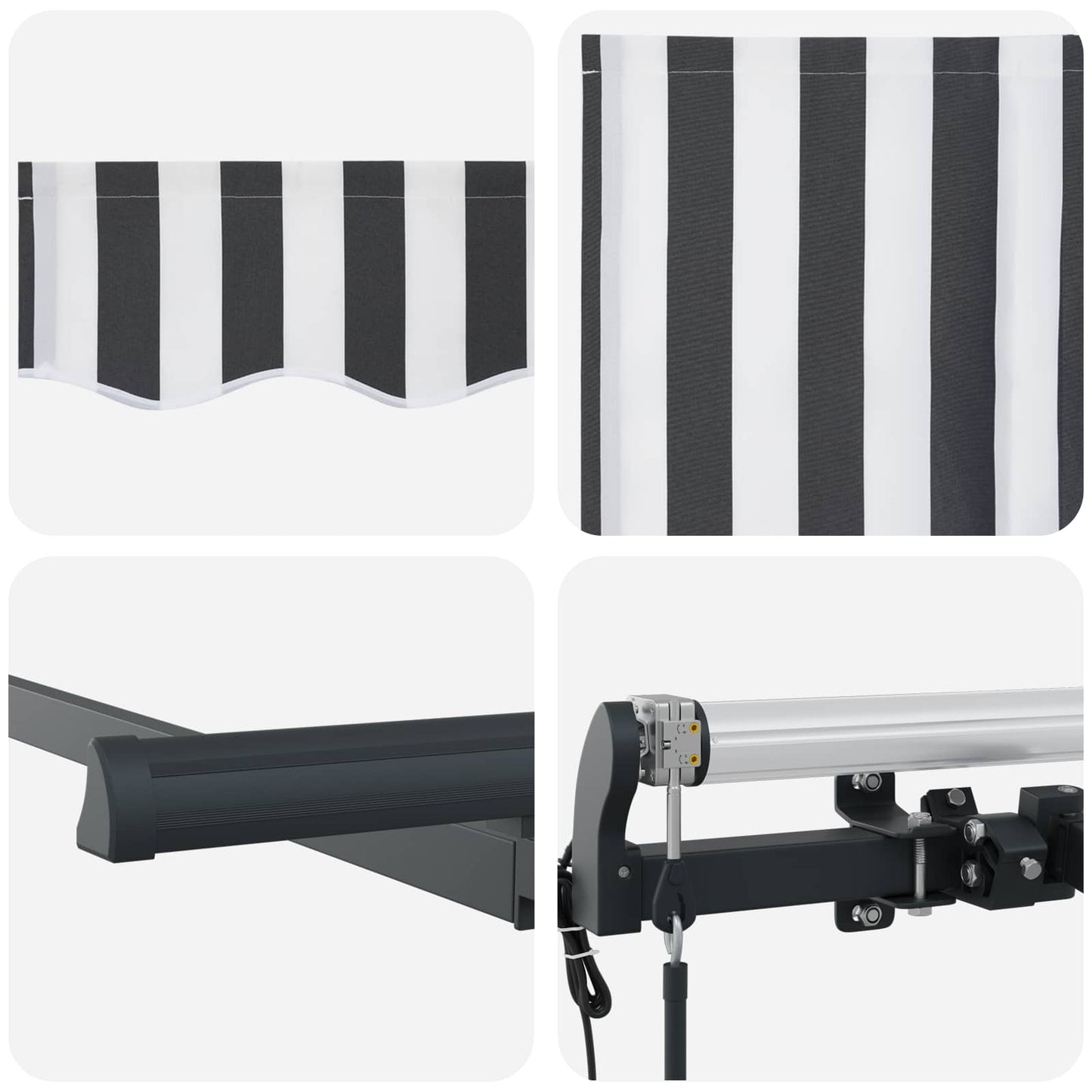 vidaXL Einziehbare Markise Anthrazit und Weiß 400 x 200 cm