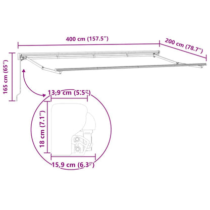 vidaXL Einziehbare Markise Rot und Weiß 400x200 cm Stoff