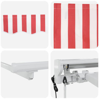 vidaXL Einziehbare Markise Rot und Weiß 400x200 cm Stoff