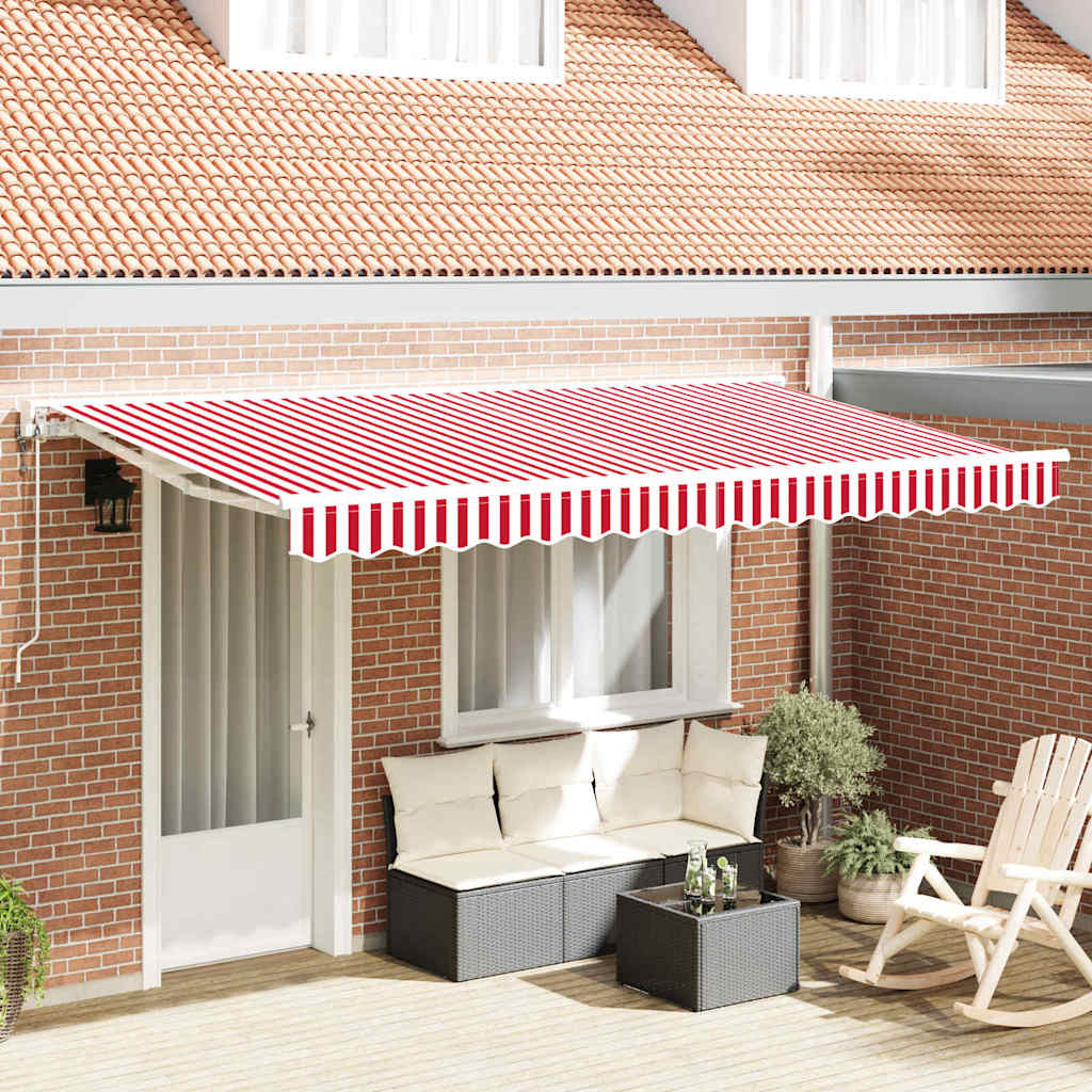 vidaXL Einziehbare Markise Rot und Weiß 400x200 cm Stoff