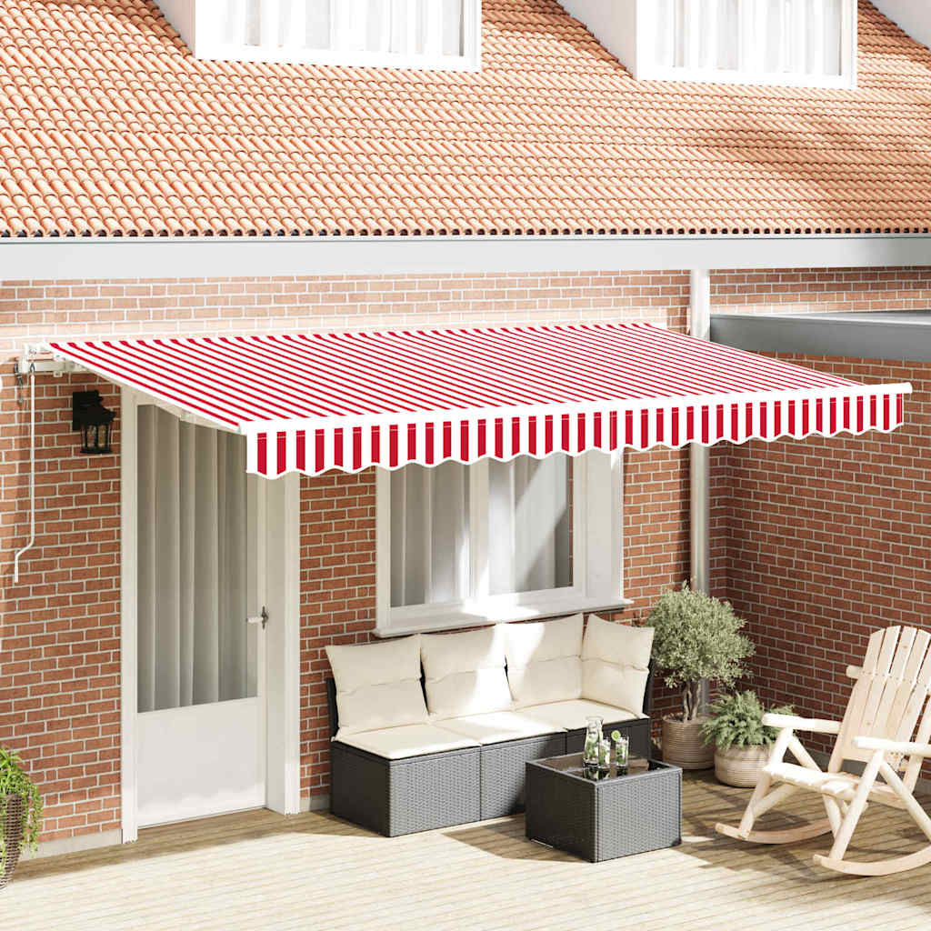 vidaXL Einziehbare Markise Rot und Weiß 400 x 200 cm