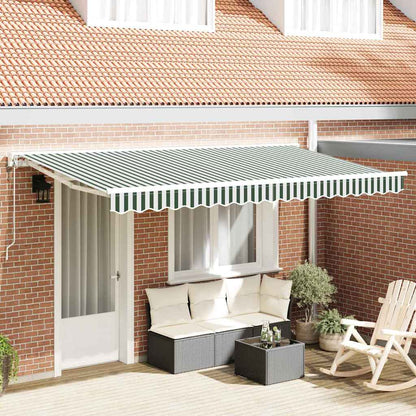 vidaXL Einziehbare Markise Grün und Weiß 400x200 cm Stoff