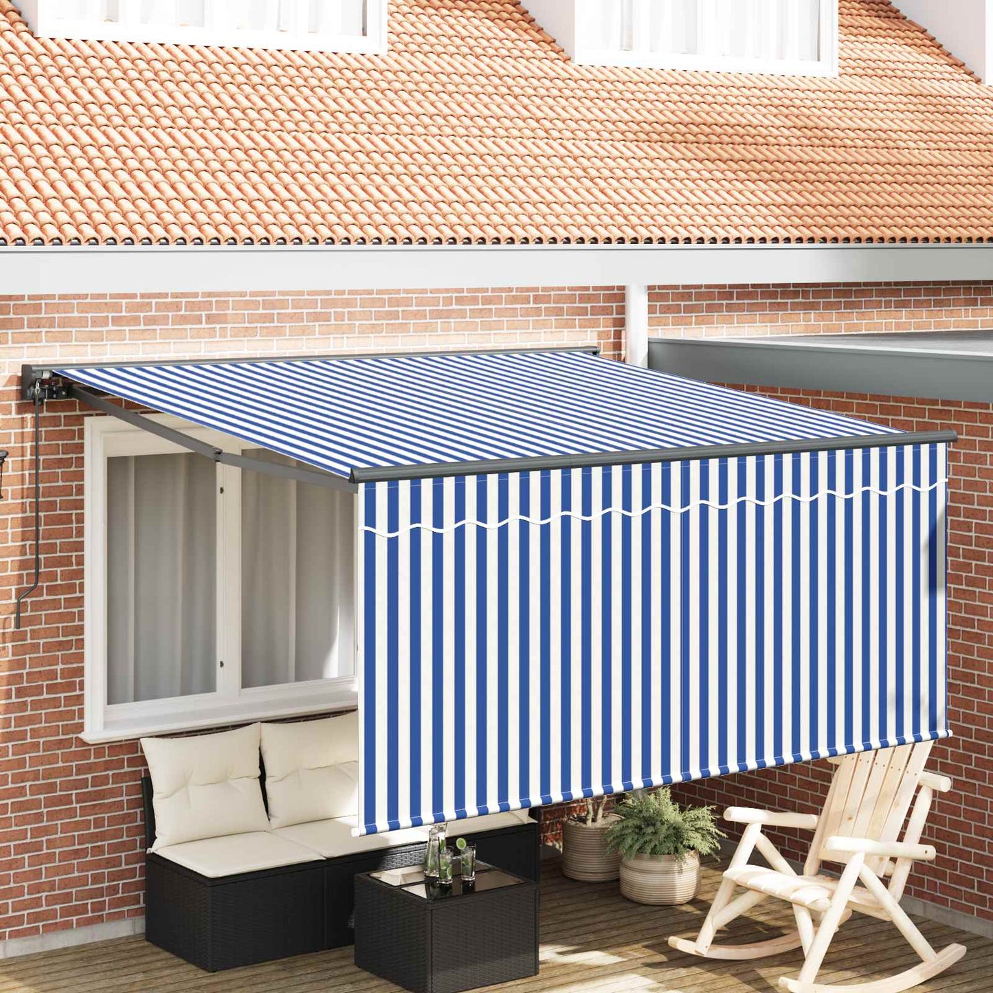 vidaXL Einziehbare Markise Blau und Weiß 300 x 250 cm