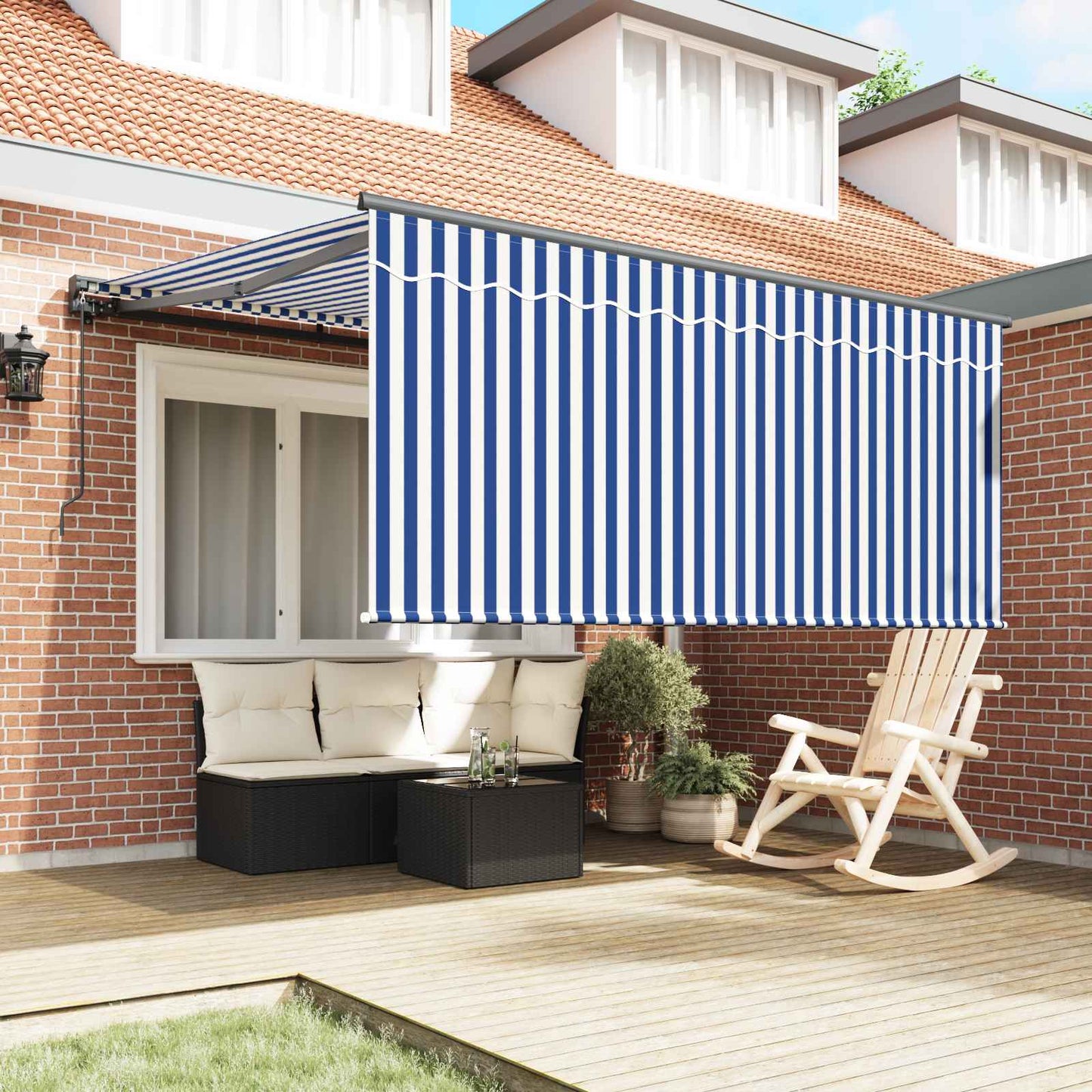 vidaXL Einziehbare Markise Blau und Weiß 300 x 250 cm