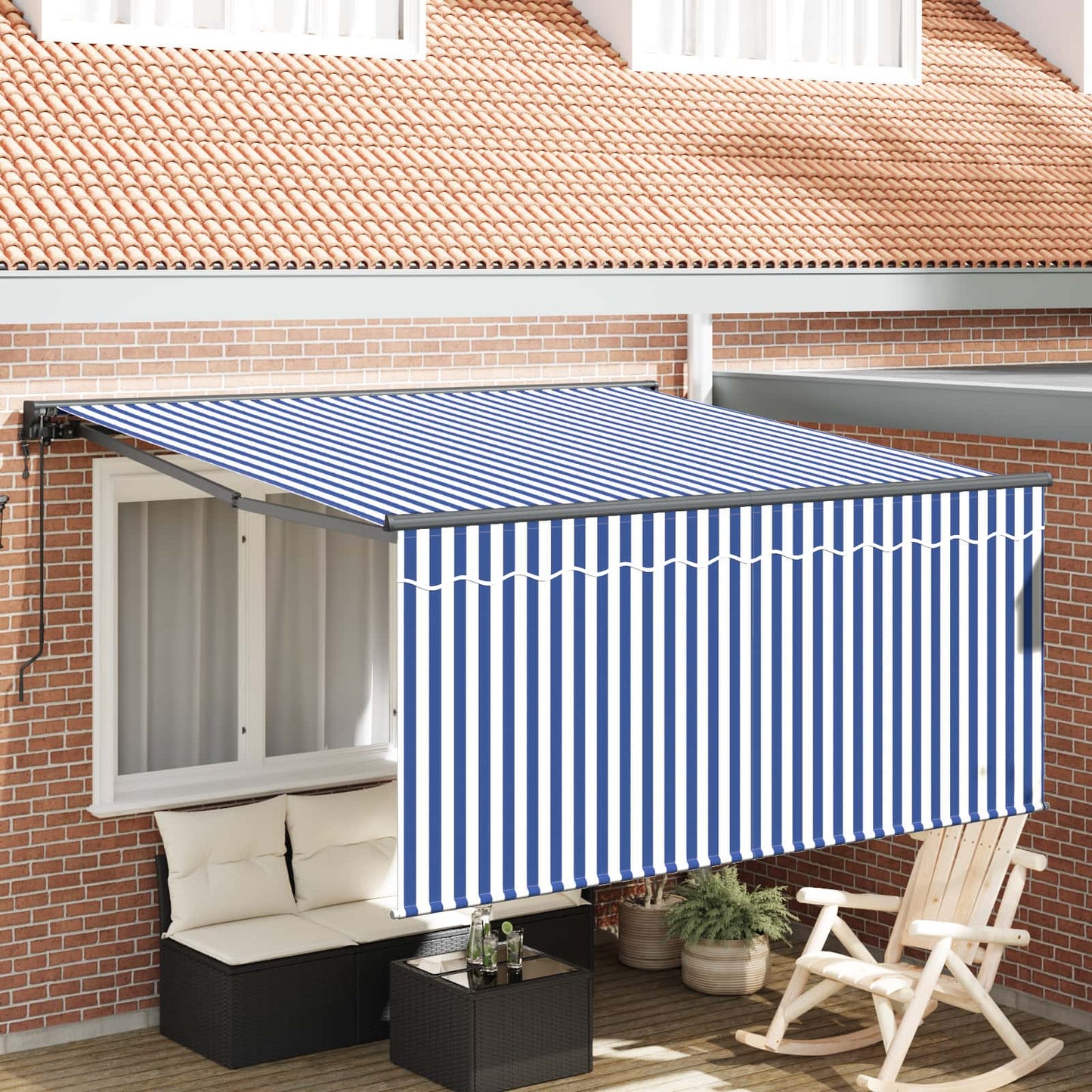 vidaXL Einziehbare Markise Blau und Weiß 300 x 250 cm