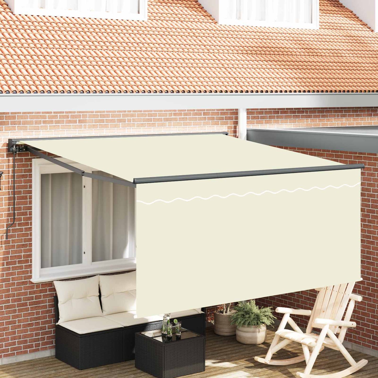 vidaXL Einziehbare Markise Creme 300 x 250 cm Polyester und Aluminium