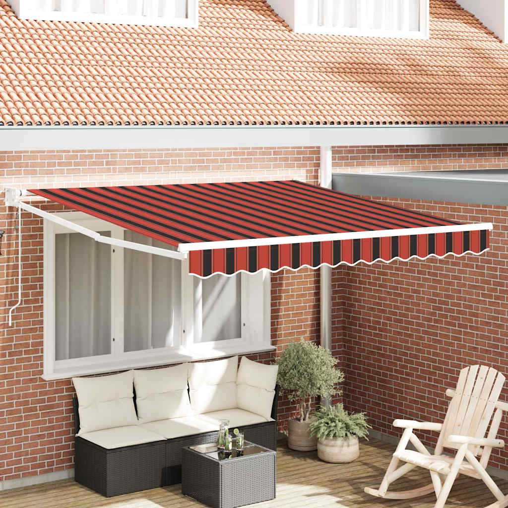 vidaXL Einziehbare Markise Gestreift Orange und Braun 300 x 250 cm