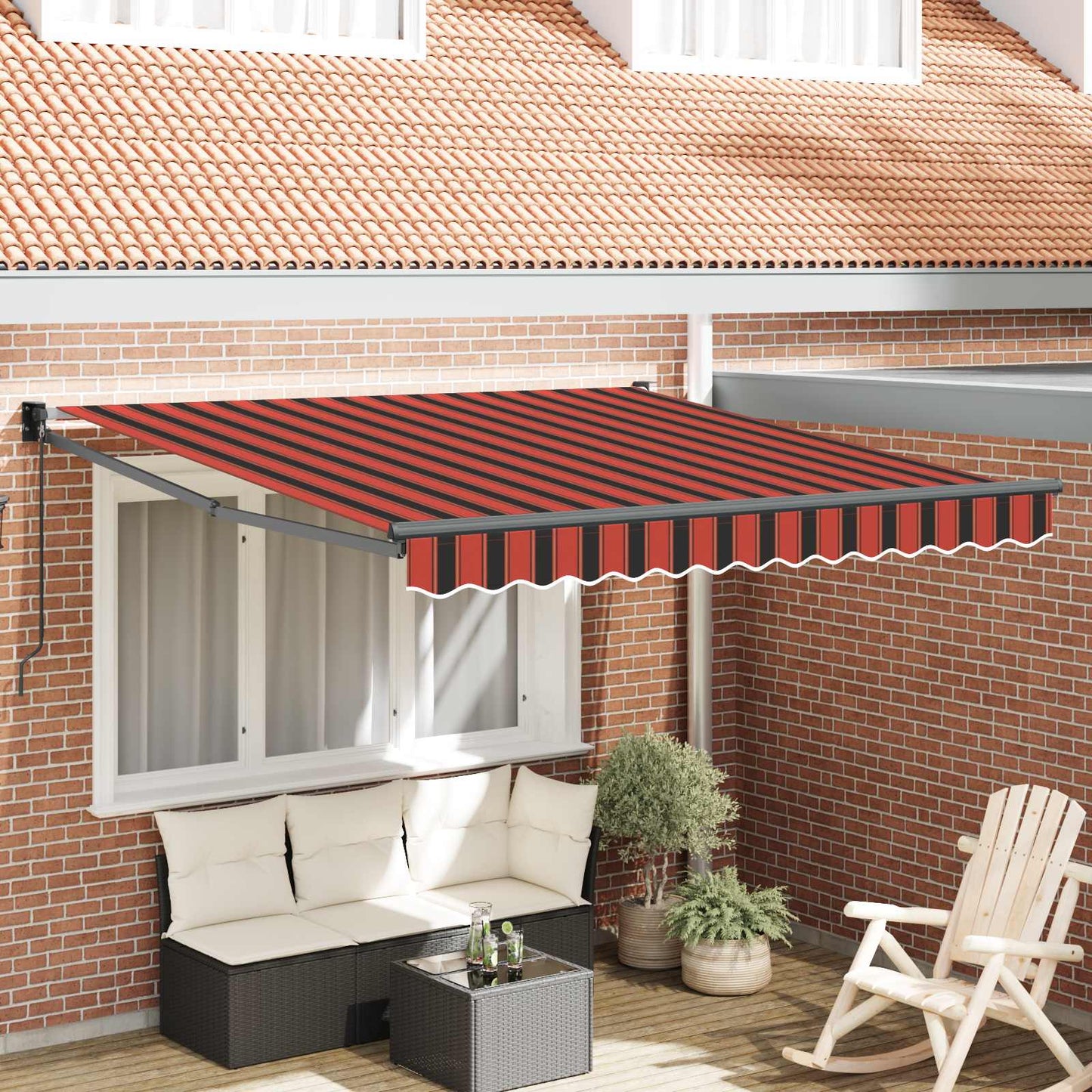vidaXL Einziehbare Markise Gestreift Orange und Braun 300 x 250 cm