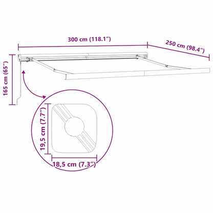 vidaXL Einziehbare Markise Rot und Schwarz 300 x 250 cm