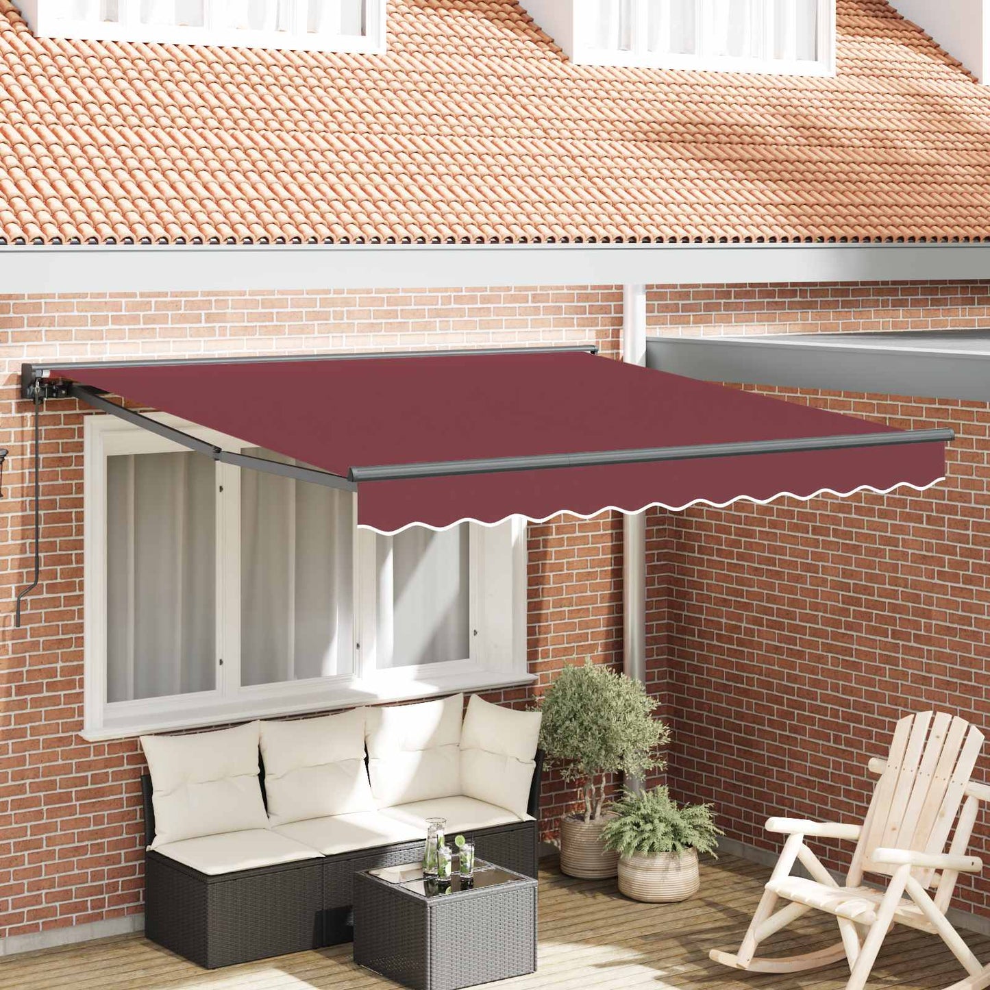 vidaXL Einziehbare Markise Bordeauxrot 300 x 250 cm
