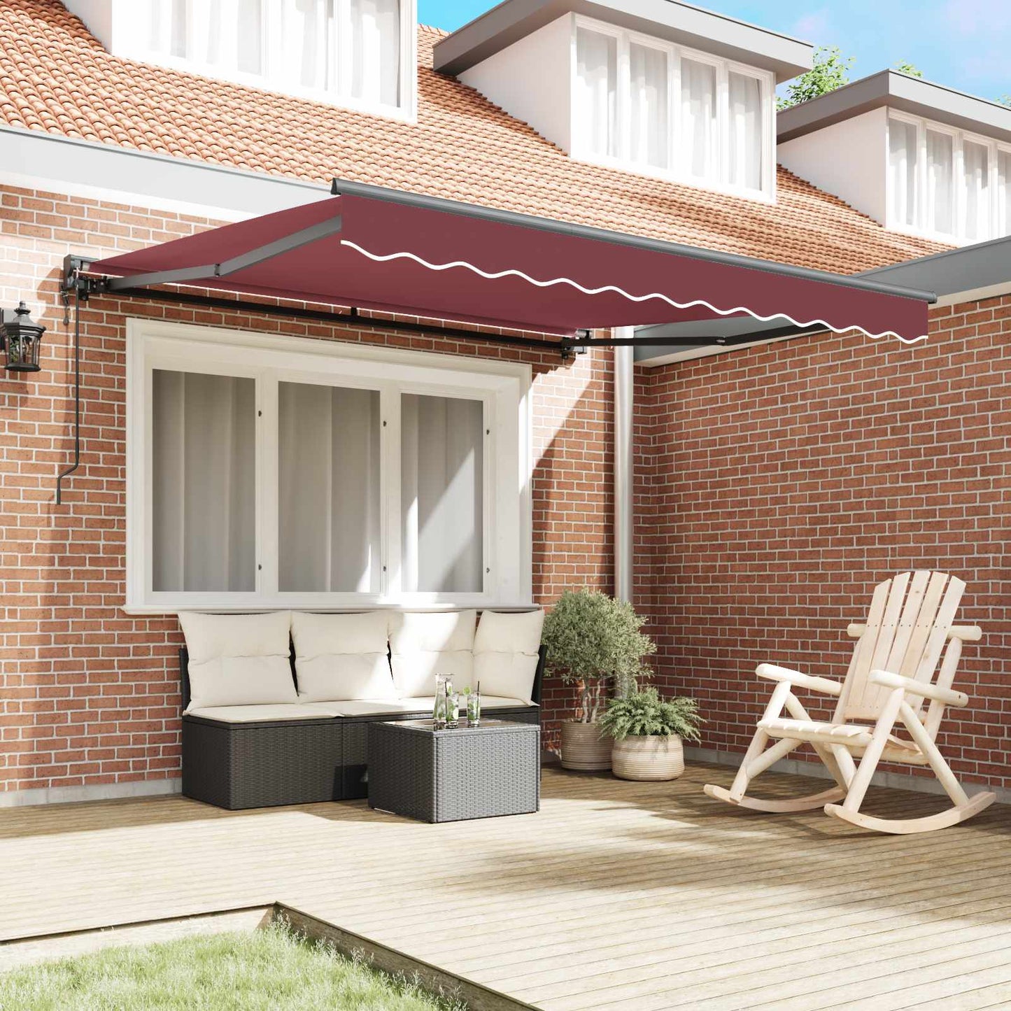 vidaXL Einziehbare Markise Bordeauxrot 300 x 250 cm