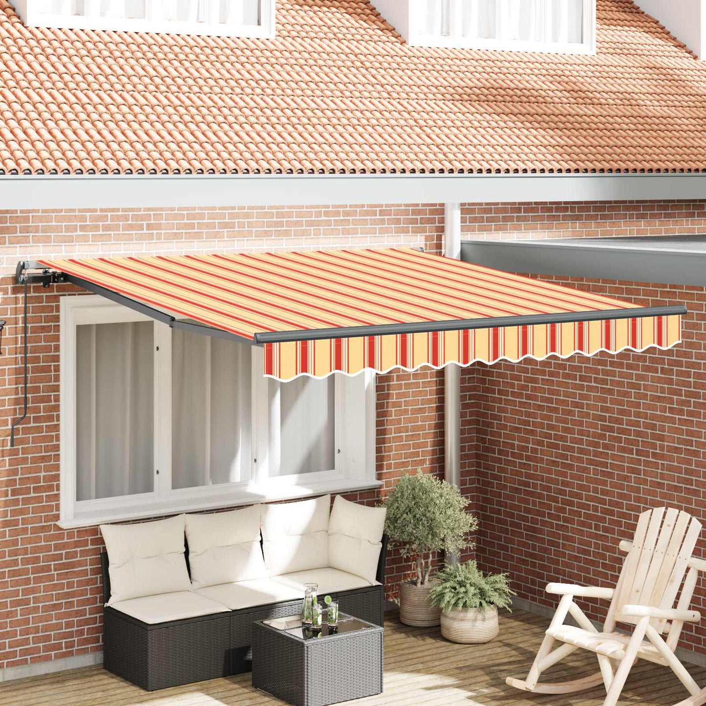 vidaXL Einziehbare Markise Gelb und Orange 300 x 250 cm Stoff