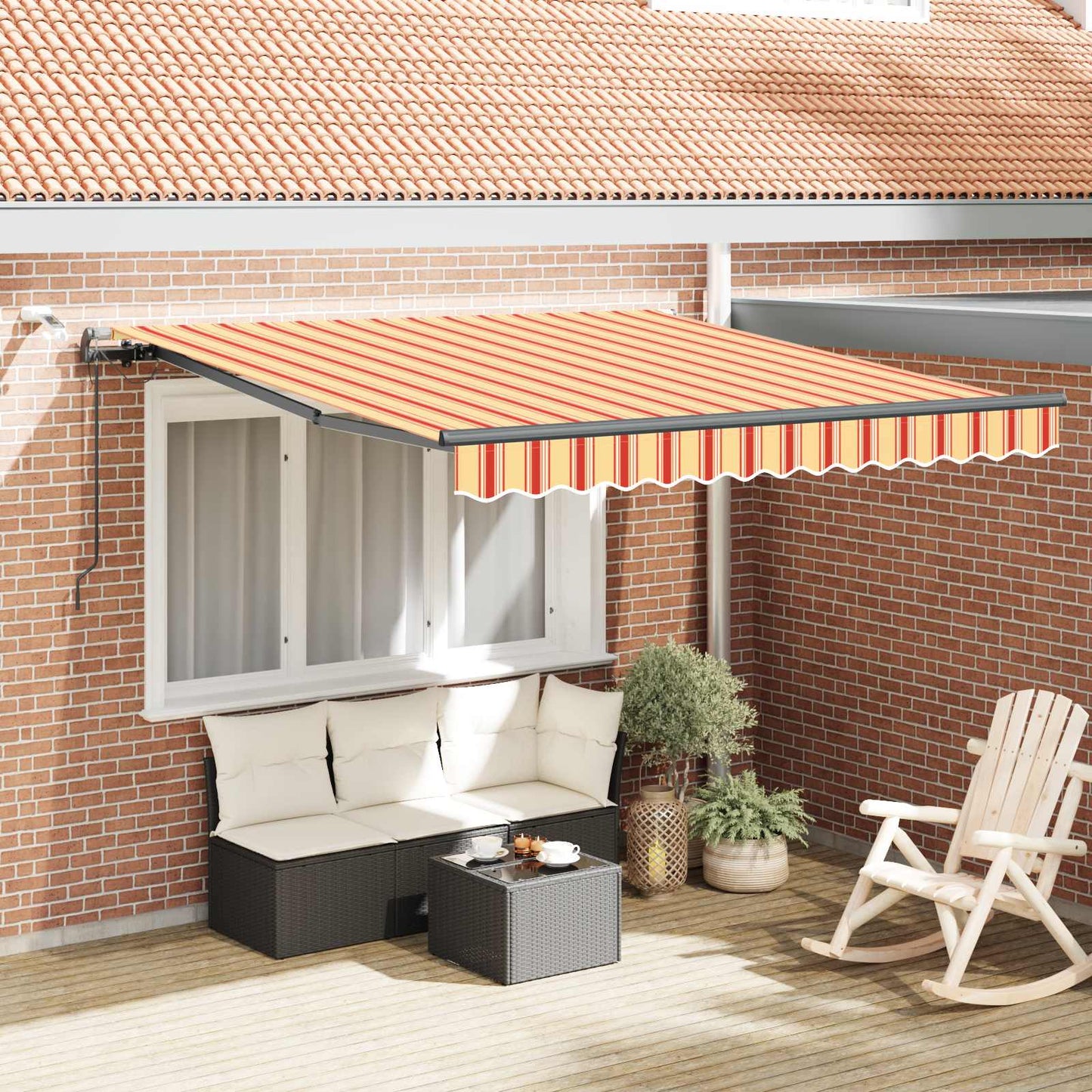 vidaXL Einziehbare Markise mit Gelb und Orange 300 x 250 cm Stoff