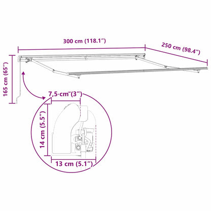vidaXL Einziehbare Markise Rot und Weiß 300 x 250 cm
