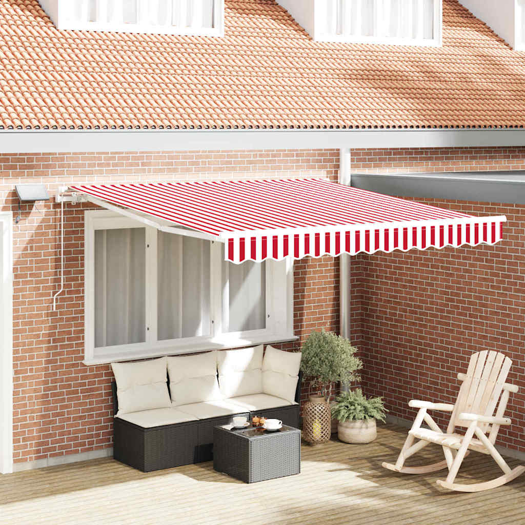 vidaXL Einziehbare Markise Rot und Weiß 300 x 250 cm Stoff und Stahl