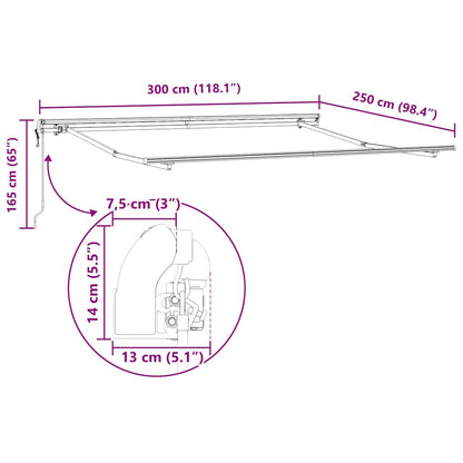 vidaXL Einziehbare Markise Rot und Weiß 300 x 250 cm Stoff
