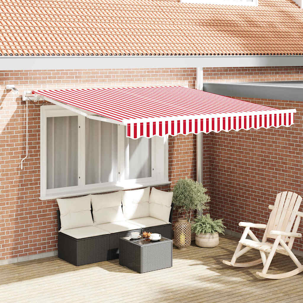 vidaXL Einziehbare Markise Rot und Weiß 300 x 250 cm Stoff und Metall