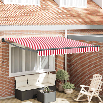 vidaXL Einziehbare Markise Rot und Weiß 300 x 250 cm Polyester, Metall