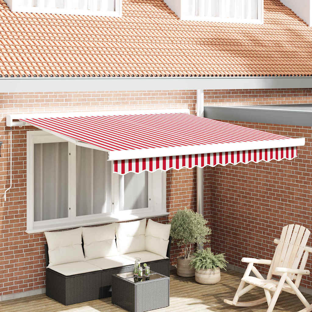 vidaXL Einziehbare Markise Rot und Weiß 300 x 250 cm Stoff und Metall