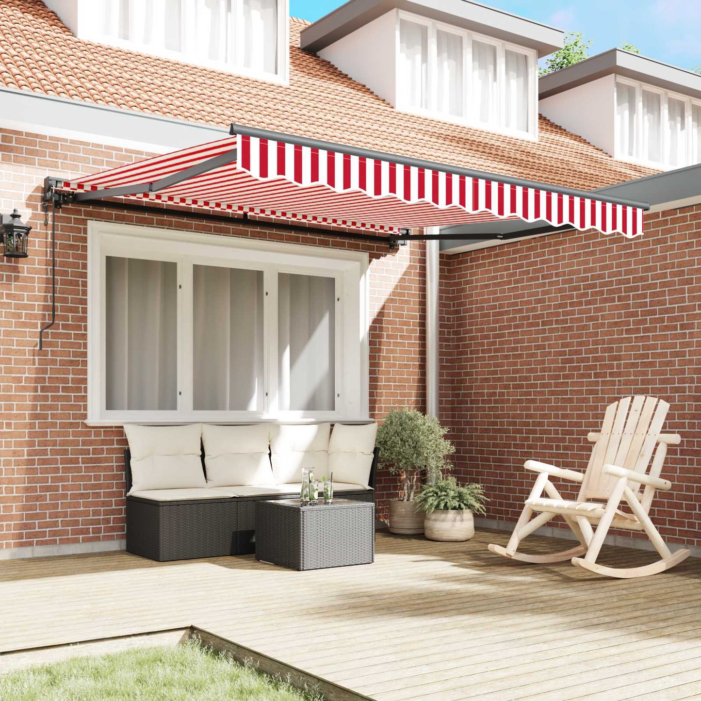 vidaXL Einziehbare Markise Rot und Weiß 300 x 250 cm
